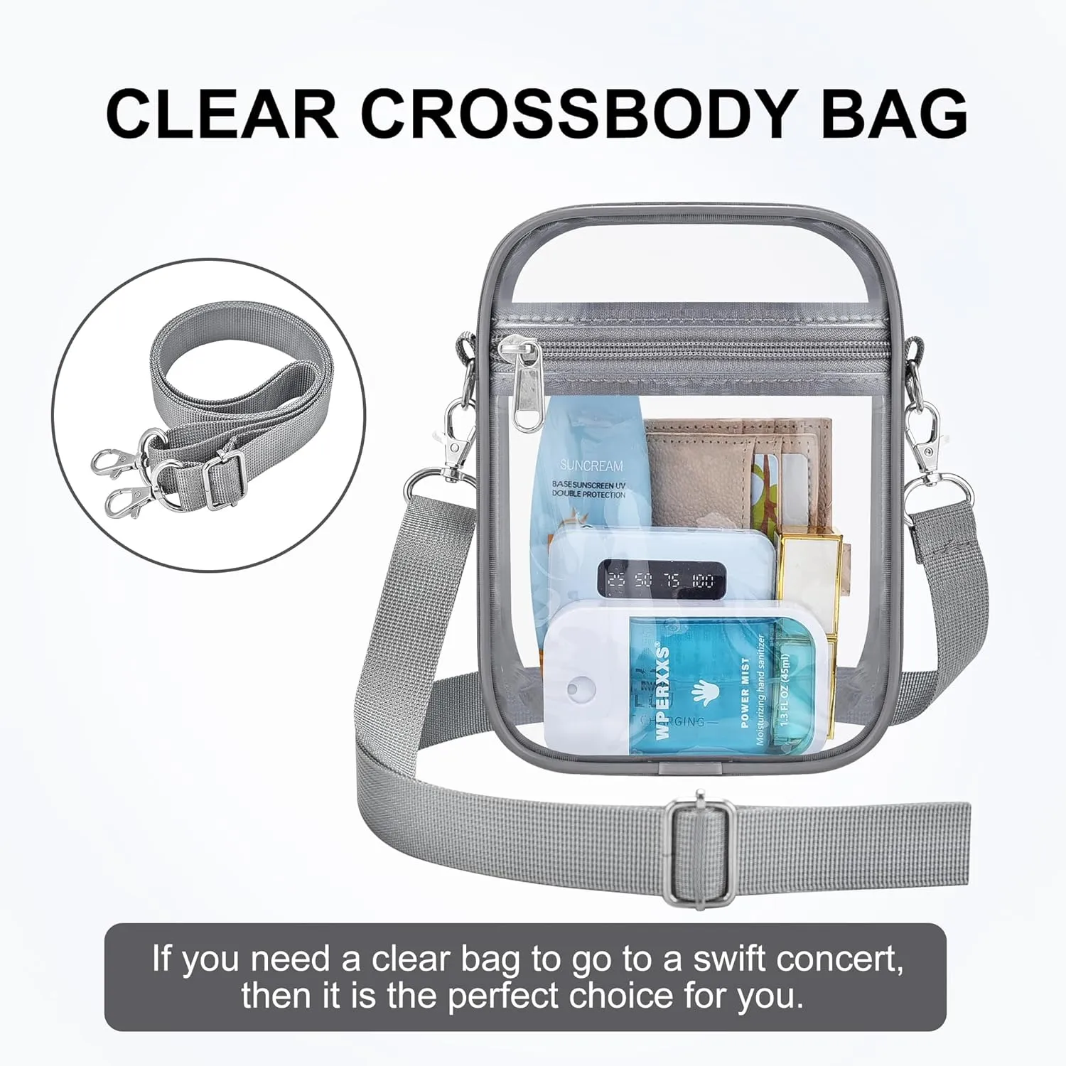 OrabenClear Messenger Bag Clear Bag Stadium Approved, Clear Purse Clear Crossbody Bag for Work, Workout, Sports