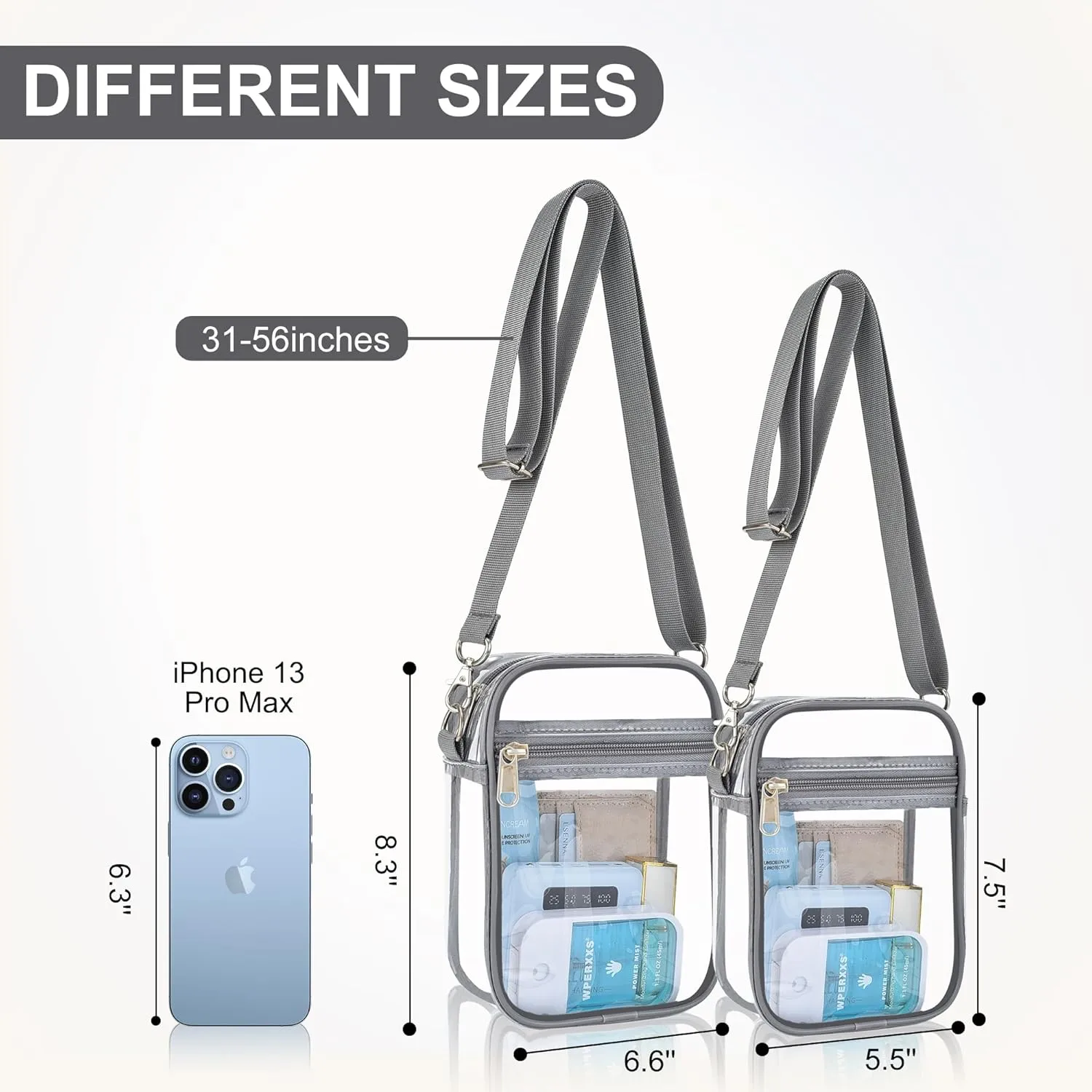 OrabenClear Messenger Bag Clear Bag Stadium Approved, Clear Purse Clear Crossbody Bag for Work, Workout, Sports