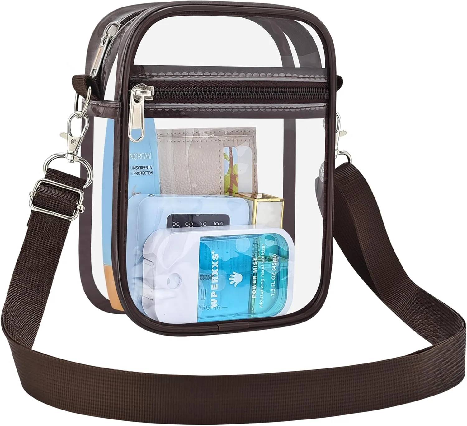 OrabenClear Messenger Bag Clear Bag Stadium Approved, Clear Purse Clear Crossbody Bag for Work, Workout, Sports