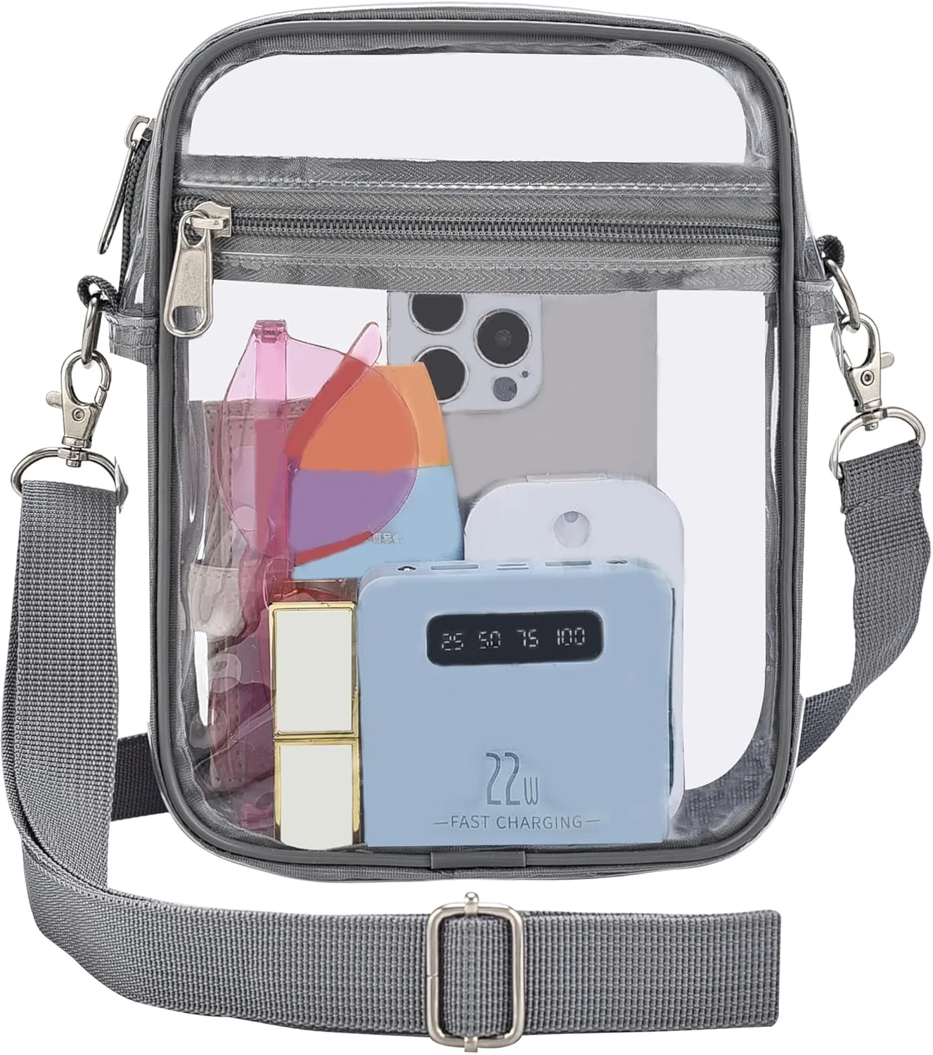 OrabenClear Messenger Bag Clear Bag Stadium Approved, Clear Purse Clear Crossbody Bag for Work, Workout, Sports