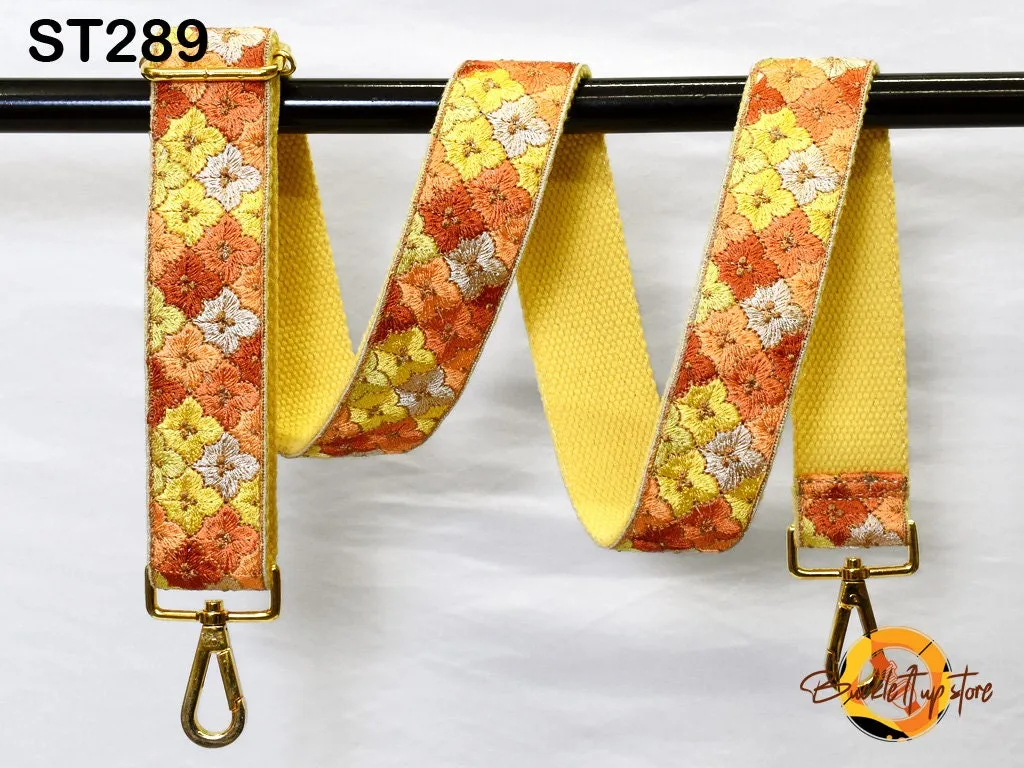 Orange Embroidered Purse Strap Crossbody Strap for Purses Handbag Boho Bag Strap Embroidery Replacement Strap Boho Guitar Strap Gift for her