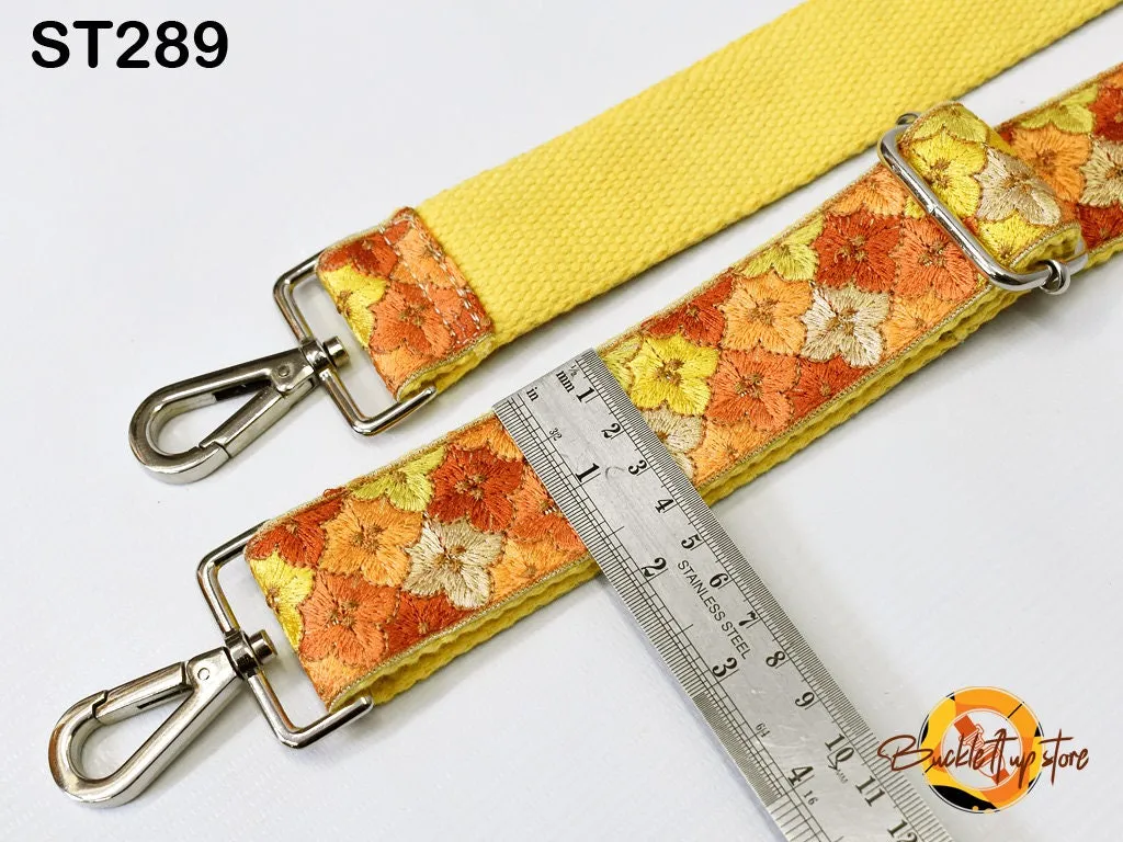 Orange Embroidered Purse Strap Crossbody Strap for Purses Handbag Boho Bag Strap Embroidery Replacement Strap Boho Guitar Strap Gift for her