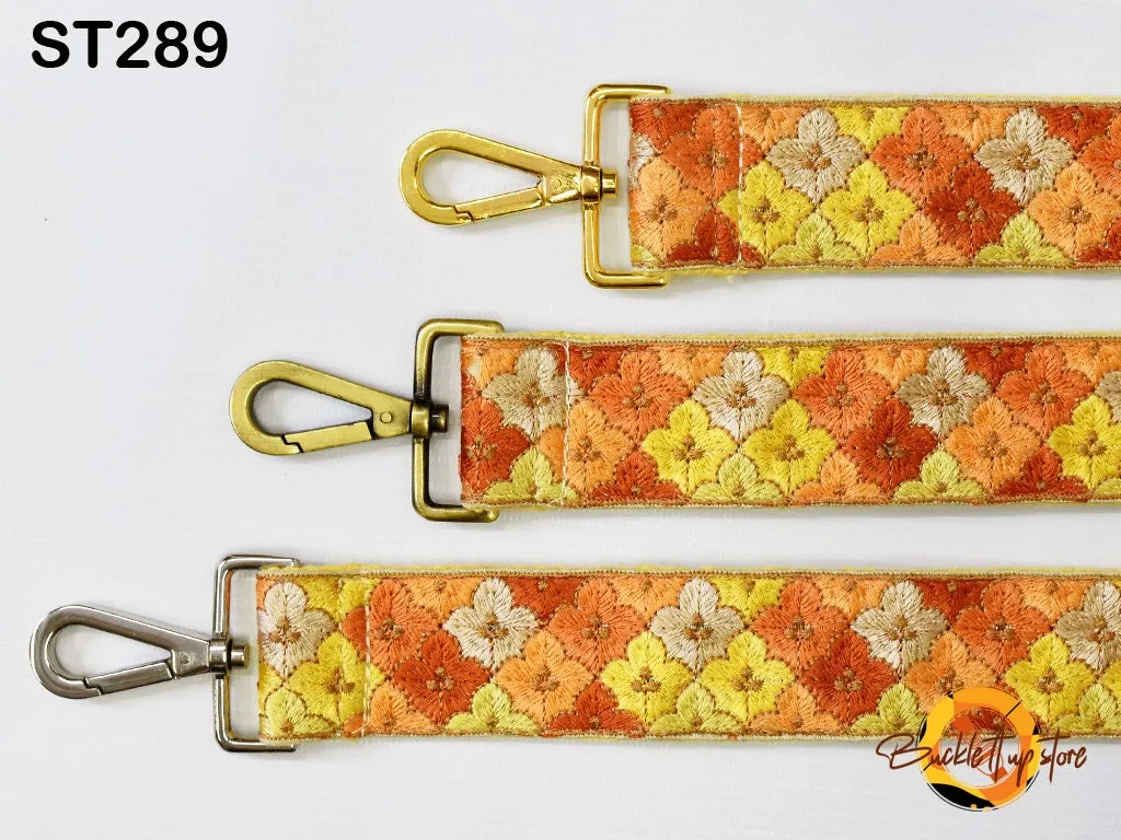 Orange Embroidered Purse Strap Crossbody Strap for Purses Handbag Boho Bag Strap Embroidery Replacement Strap Boho Guitar Strap Gift for her