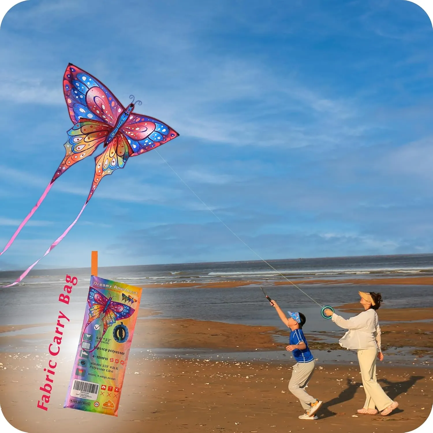 ORGCLDKT-Quadwing Bionic Flying Insect Kite-Butterfly Kite/Dragonfly Kite, Super Easy to Fly with, Ideal for Kids, Adults, Girls, Boys. Kites for The Beach, Grassland, Hiking