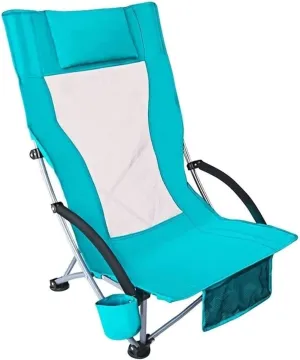 Outdoor Chair Folding Camping Chair High-Backed Armchair Padded Deck Chair Portable Beach Chair Folding Chair Ergonomics Breathable Comfortable with Headrest Camping Chair Foldable Chair (Color : B)