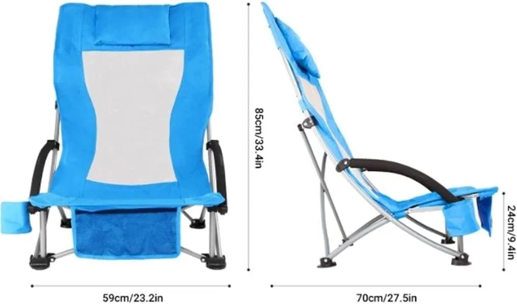 Outdoor Chair Folding Camping High-Backed Armchair Padded Deck Portable Beach omics Breathable Comfortable with Headrest Foldable