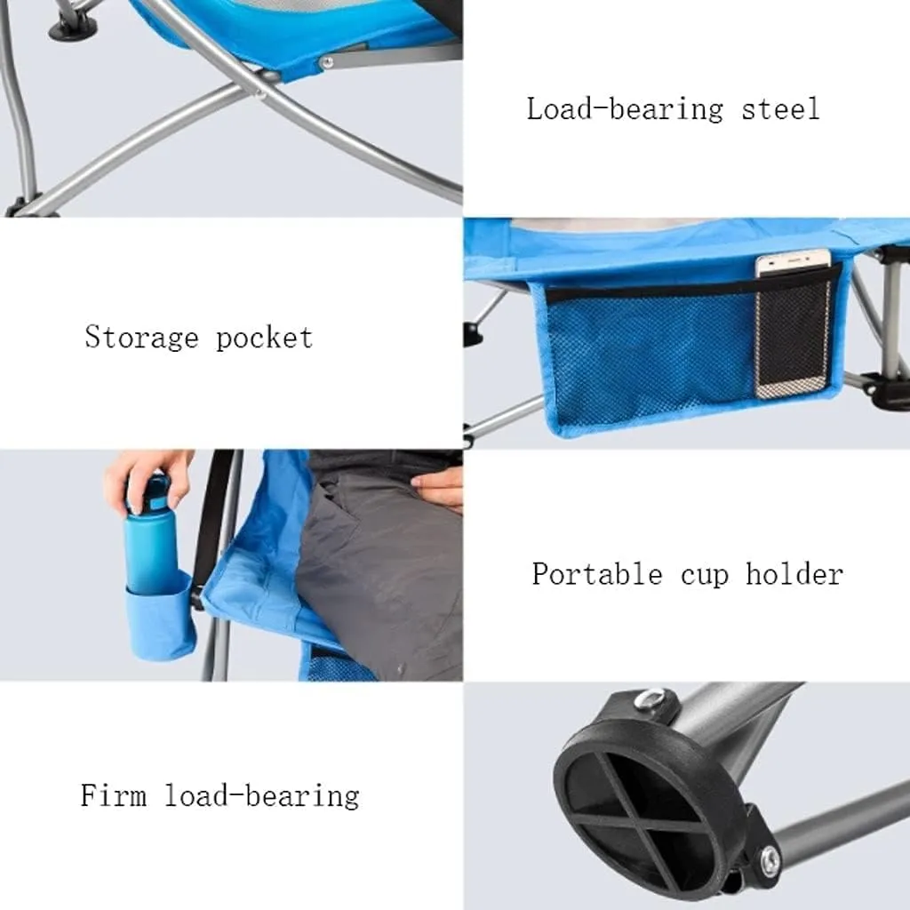 Outdoor Chair Folding Camping High-Backed Armchair Padded Deck Portable Beach omics Breathable Comfortable with Headrest Foldable