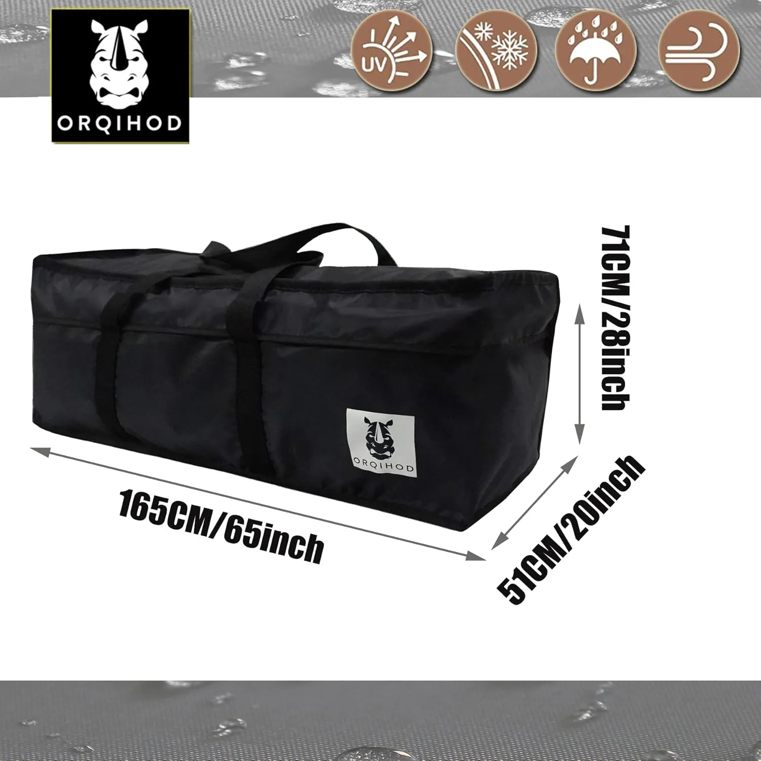 Outdoor Cushion Storage Bag Waterproof, Extra Large Bag for Outdoor Cushions 420D Heavy Duty Patio Furniture Cushion Storage Bags with Zipper 65 Inch, Black