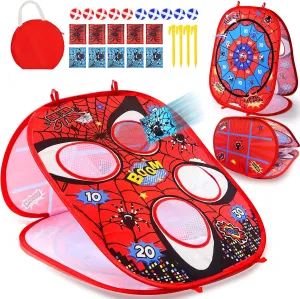 Outdoor Games,Bean Bag Toss Toys for Boys 4 5 6 7 8,3 in 1 Cornhole Board,Tic Tac Toe,Toss Across Game for Kids Toddlers,Fun Lawn Courtyard Beach Camping Family Party Toys,Cool Birthday Gifts for Boys