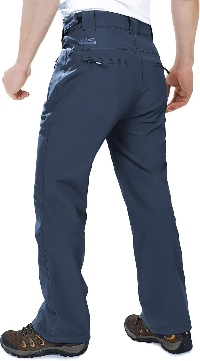 Outdoor Ventures Men's Lite Waterproof Windproof Fleece Lined Warm Hiking Ski Snow Pants Expandable-Waist
