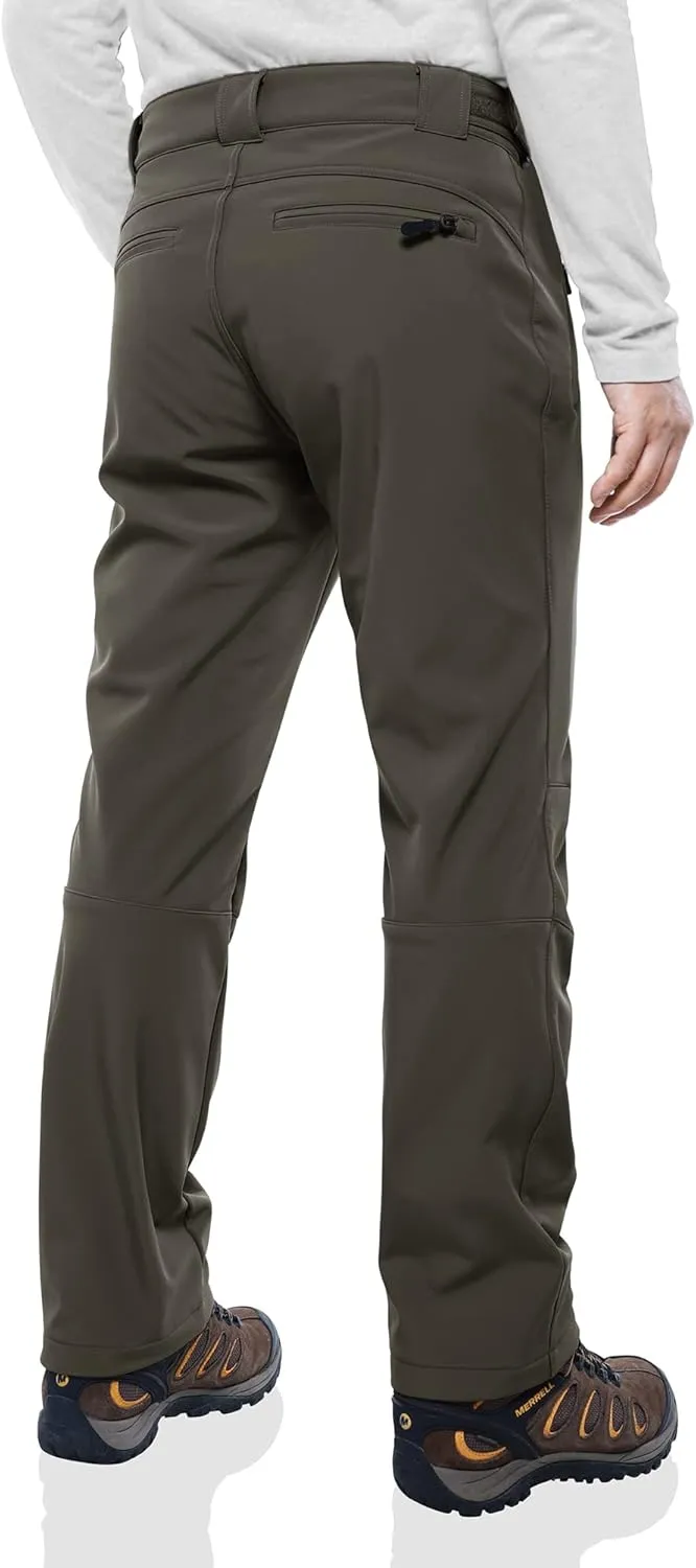 Outdoor Ventures Men's Lite Waterproof Windproof Fleece Lined Warm Hiking Ski Snow Pants Expandable-Waist