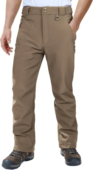 Outdoor Ventures Men's Lite Waterproof Windproof Fleece Lined Warm Hiking Ski Snow Pants Expandable-Waist
