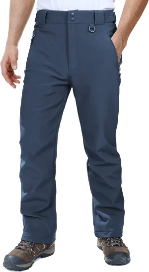 Outdoor Ventures Men's Lite Waterproof Windproof Fleece Lined Warm Hiking Ski Snow Pants Expandable-Waist