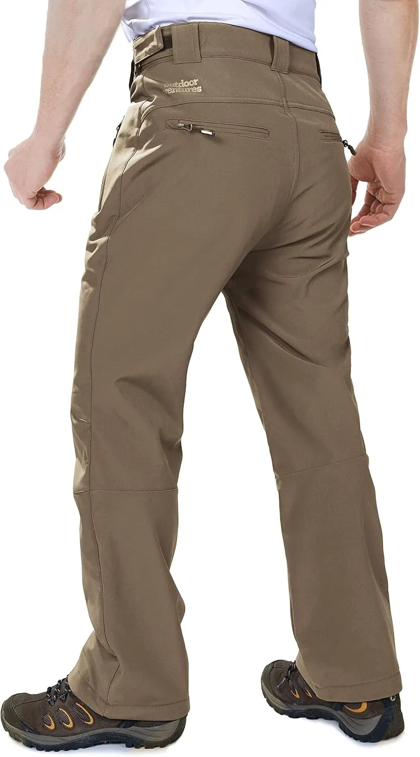 Outdoor Ventures Men's Lite Waterproof Windproof Fleece Lined Warm Hiking Ski Snow Pants Expandable-Waist