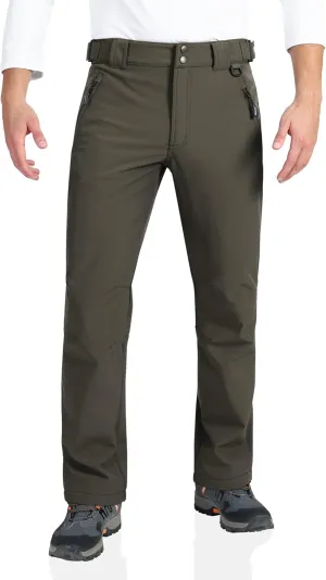 Outdoor Ventures Men's Lite Waterproof Windproof Fleece Lined Warm Hiking Ski Snow Pants Expandable-Waist