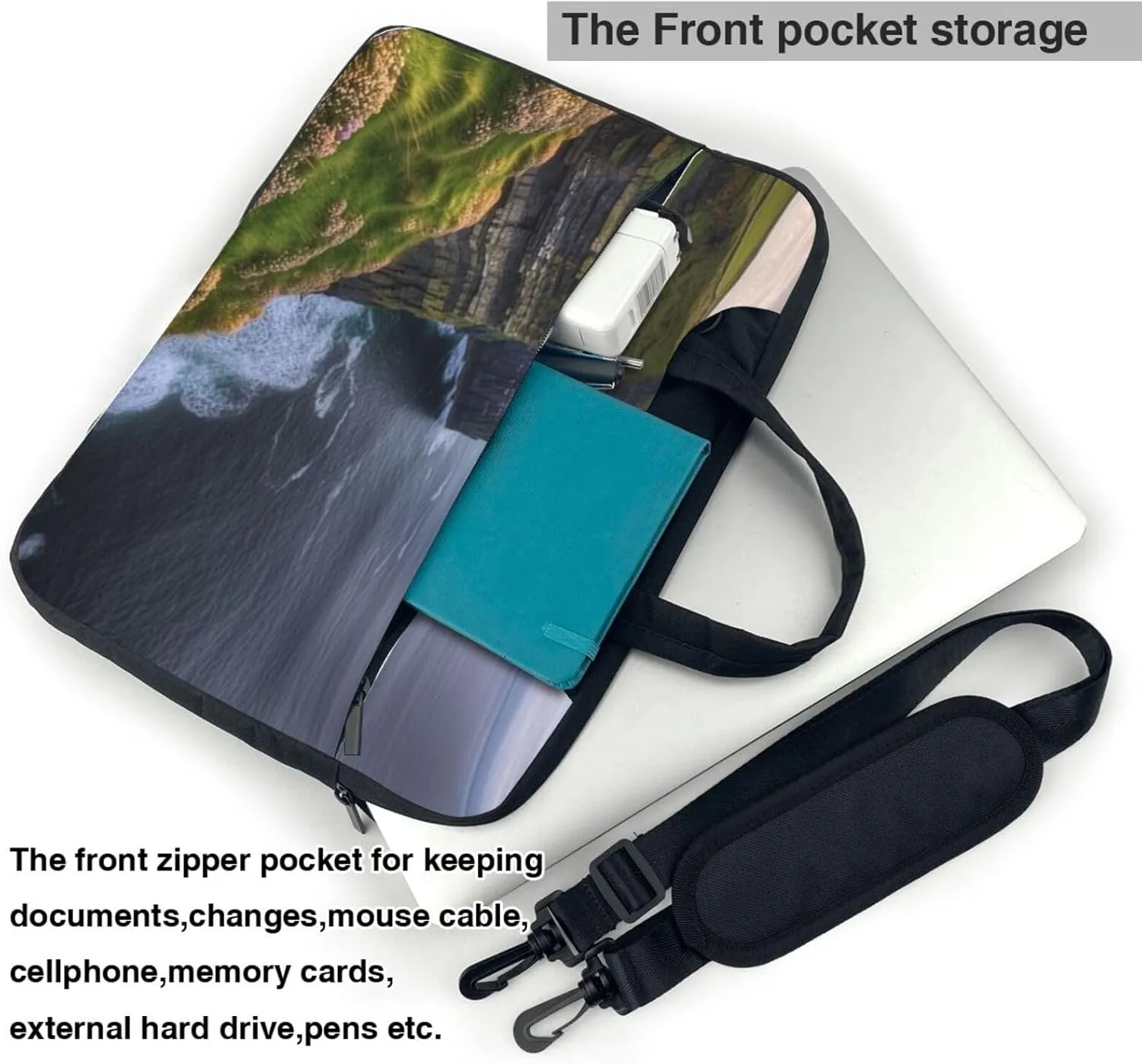 Outdoors The Cliffs Laptop Shoulder Bag Portable Laptop Bag Laptop Case Crossbody Briefcase w/Strap Handle