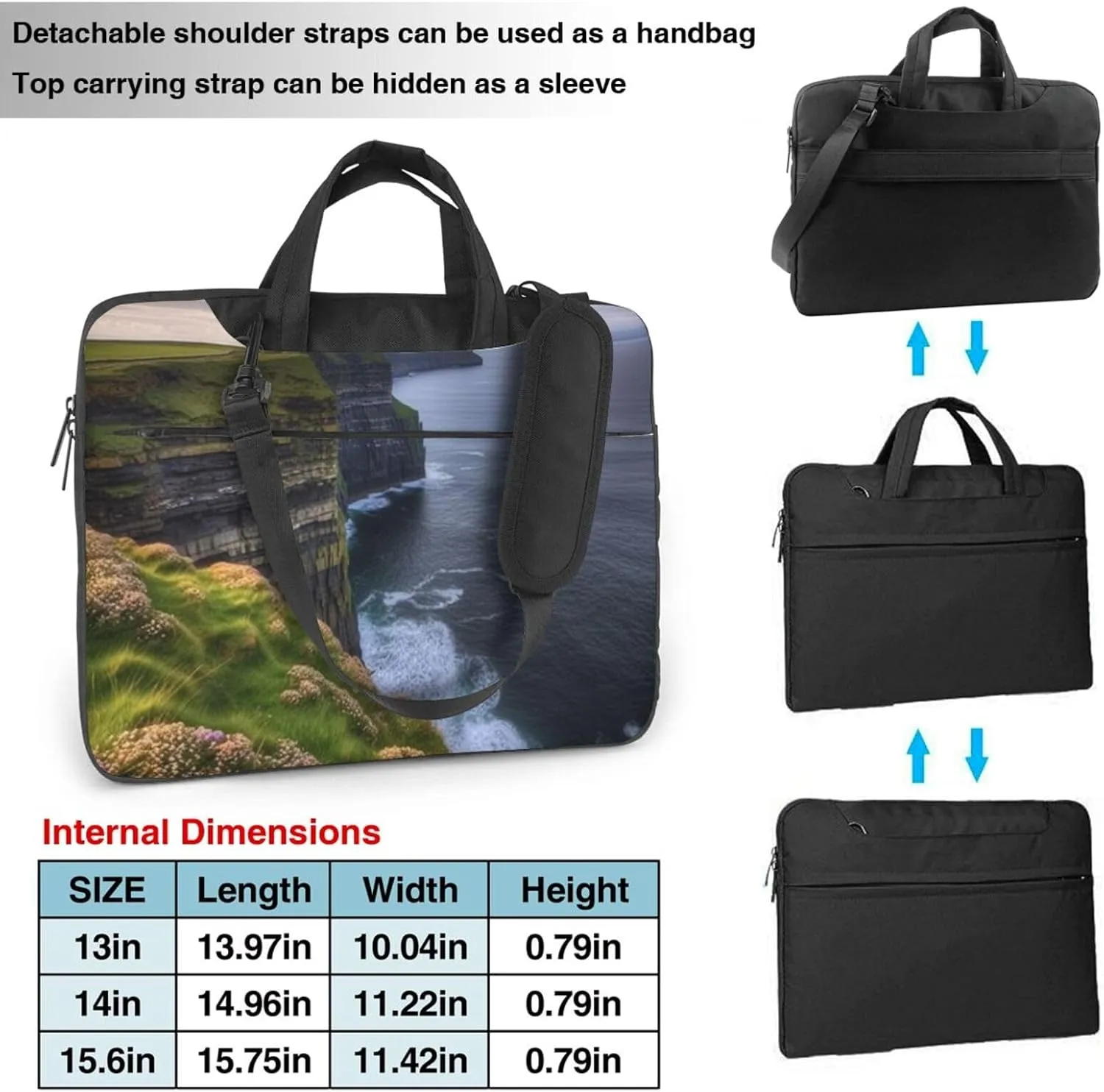 Outdoors The Cliffs Laptop Shoulder Bag Portable Laptop Bag Laptop Case Crossbody Briefcase w/Strap Handle