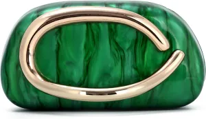 Oweisong Acrylic Clutch Purse for Women Shell Evening Bags Formal Wedding Green Clutch Shoulder Handbag with Chain