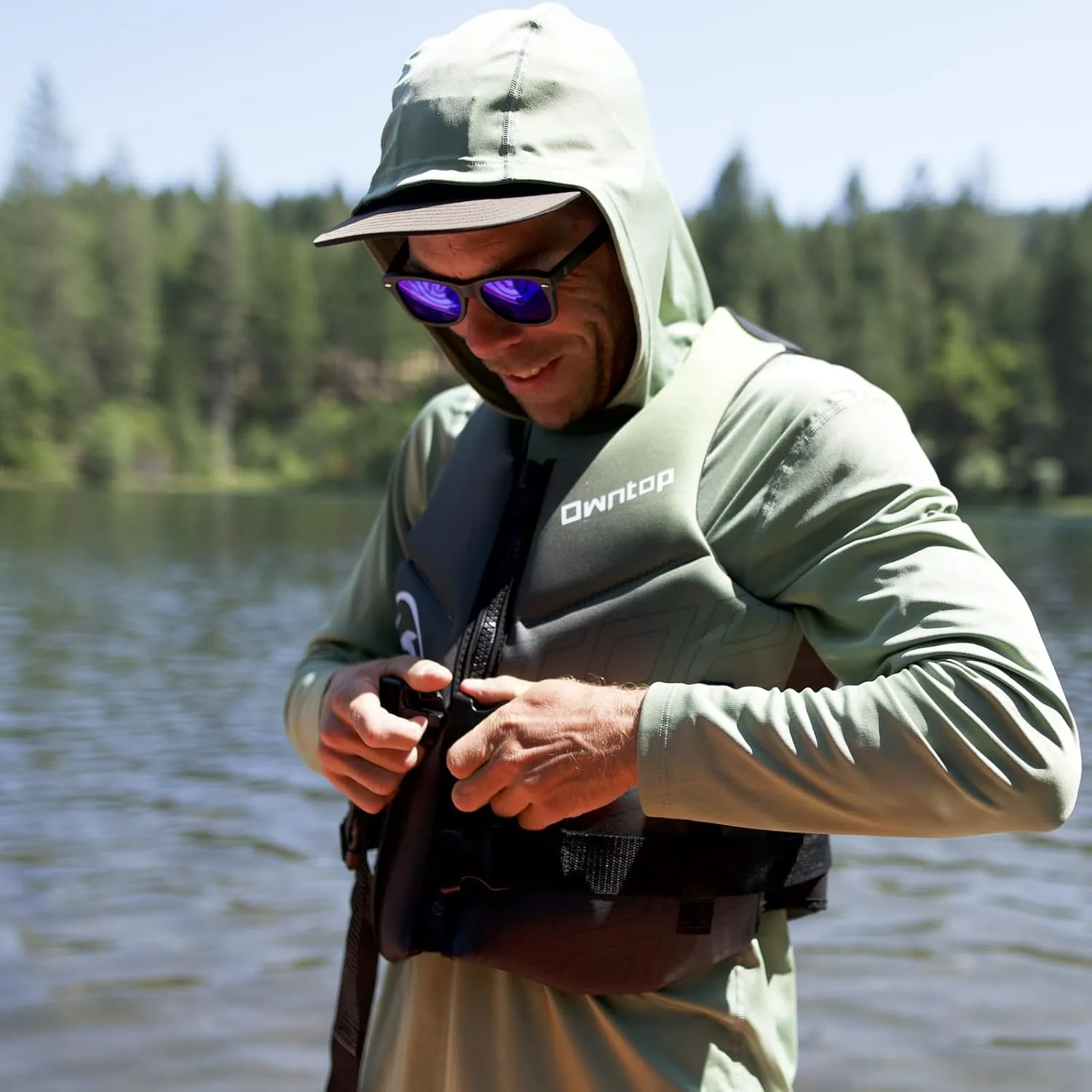 Owntop Swim Vest Adult Water Sport Vest Neoprene Floaties for Swimming, Boating, Kayaking, Fishing | Adjustable Zipper Dual Buckle Foldable Buoyancy Jacket