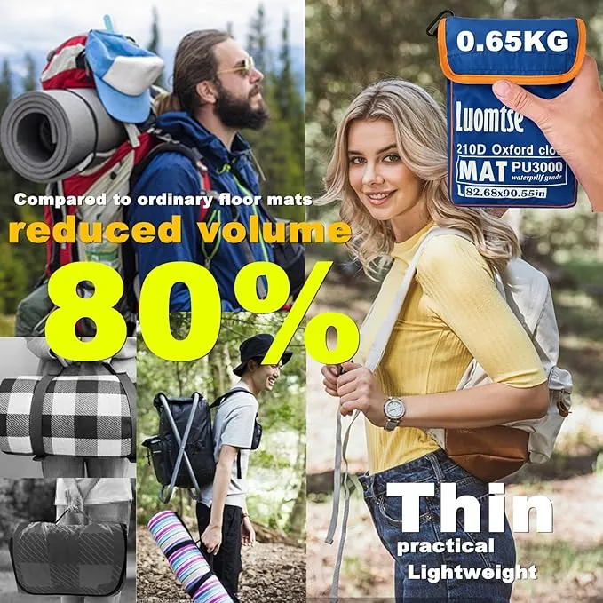 Oxford Cloth Picnic Blankets,Tent mat,Grass Blanket,Beach Blanket Sand Control Windproof Waterproof,Lightweight Travel Blanket Compact,Portable Pocket Blanket, Camping Blanket (Blue)