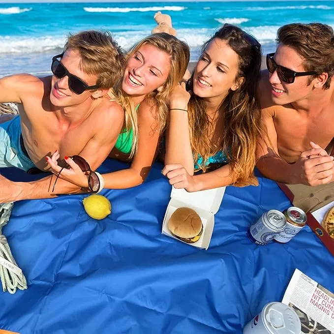 Oxford Cloth Picnic Blankets,Tent mat,Grass Blanket,Beach Blanket Sand Control Windproof Waterproof,Lightweight Travel Blanket Compact,Portable Pocket Blanket, Camping Blanket (Blue)