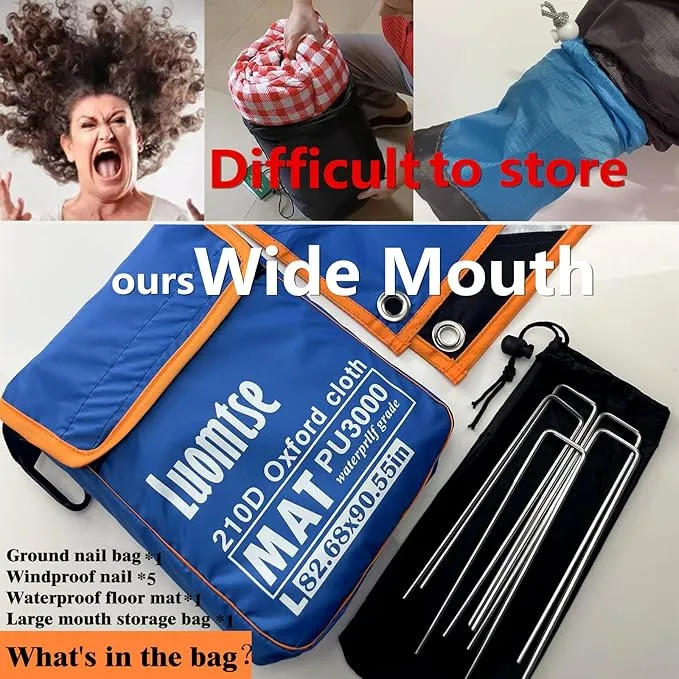 Oxford Cloth Picnic Blankets,Tent mat,Grass Blanket,Beach Blanket Sand Control Windproof Waterproof,Lightweight Travel Blanket Compact,Portable Pocket Blanket, Camping Blanket (Blue)