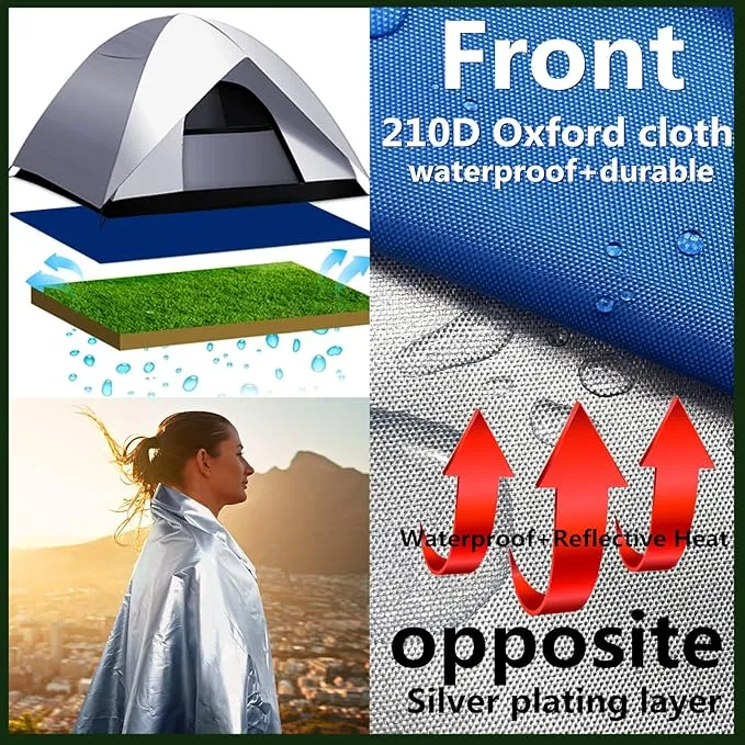 Oxford Cloth Picnic Blankets,Tent mat,Grass Blanket,Beach Blanket Sand Control Windproof Waterproof,Lightweight Travel Blanket Compact,Portable Pocket Blanket, Camping Blanket (Blue)