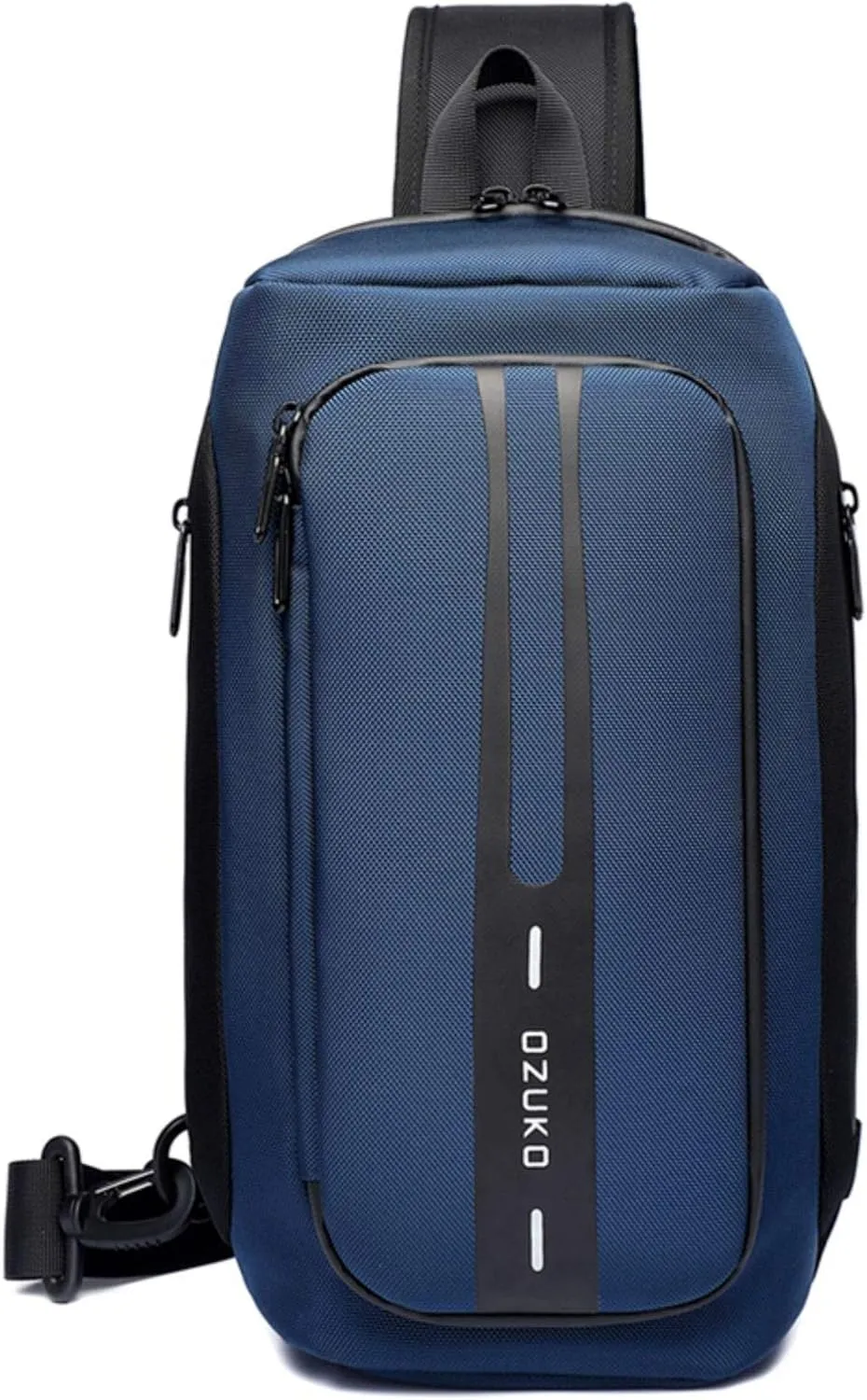 OZUKO Men Chest Crossbody Bags Waterproof Sports Shoulder Fashion Usb Multifunctional Sling Bag (Blue)