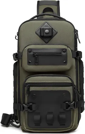 OZUKO Tactical Backpack Chest Sling Bags for Men, Waterproof Crossbody Shoulder Daypack for Outdoor Walking Hiking Trekking (Military)