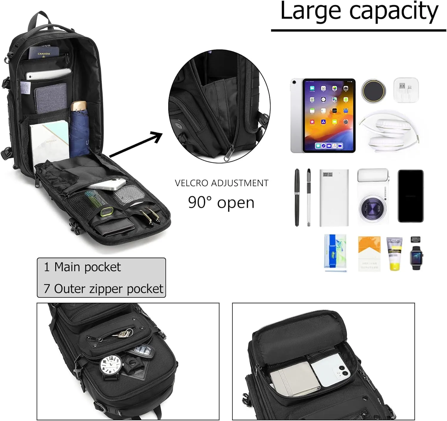 OZUKO Tactical Backpack Chest Sling Bags for Men, Waterproof Crossbody Shoulder Daypack for Outdoor Walking Hiking Trekking (Military)