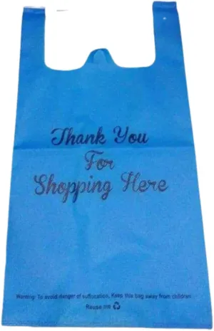 Pack of 300 Non-woven Reusable Bags Canvas Grocery Tote Bags with Durable Handles, 22'' x 12''x 6" Inch, Blue Color