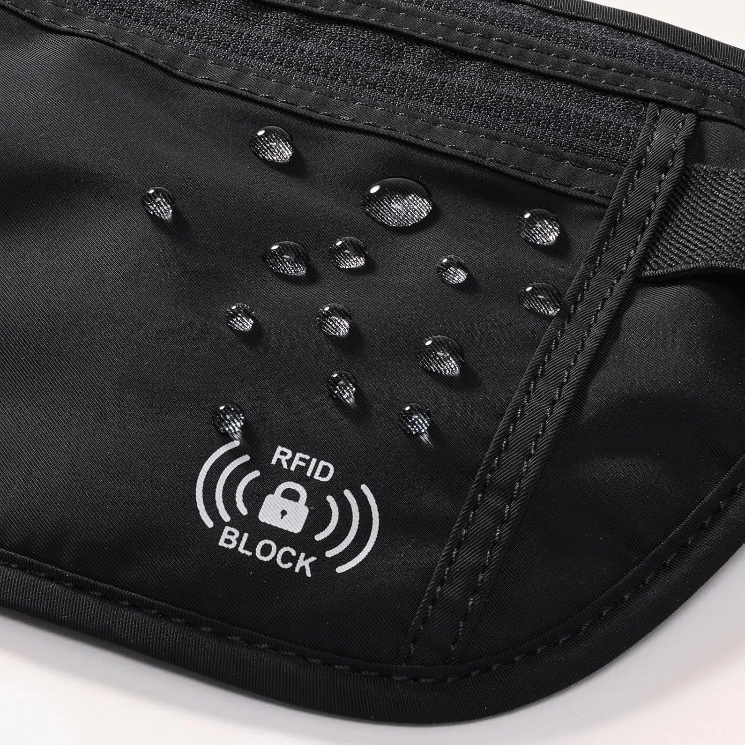 Pander Unisex RFID Anti Theft Waist Pouch Money Belt for Travel, Blocking Hidden Wallet Belt Bag for Women, Protects Your Valuables and Data. (Black Onyx)