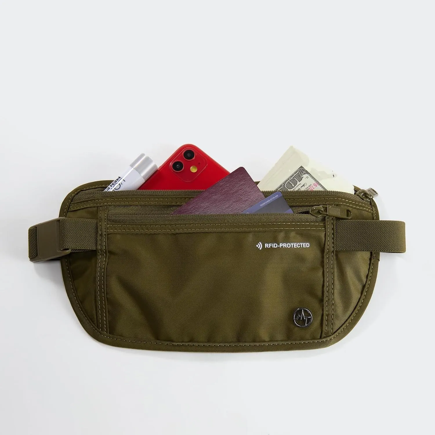 Pander Unisex RFID Anti Theft Waist Pouch Money Belt for Travel, Blocking Hidden Wallet Belt Bag for Women, Protects Your Valuables and Data.(Dark Moss)