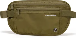 Pander Unisex RFID Anti Theft Waist Pouch Money Belt for Travel, Blocking Hidden Wallet Belt Bag for Women, Protects Your Valuables and Data.(Dark Moss)