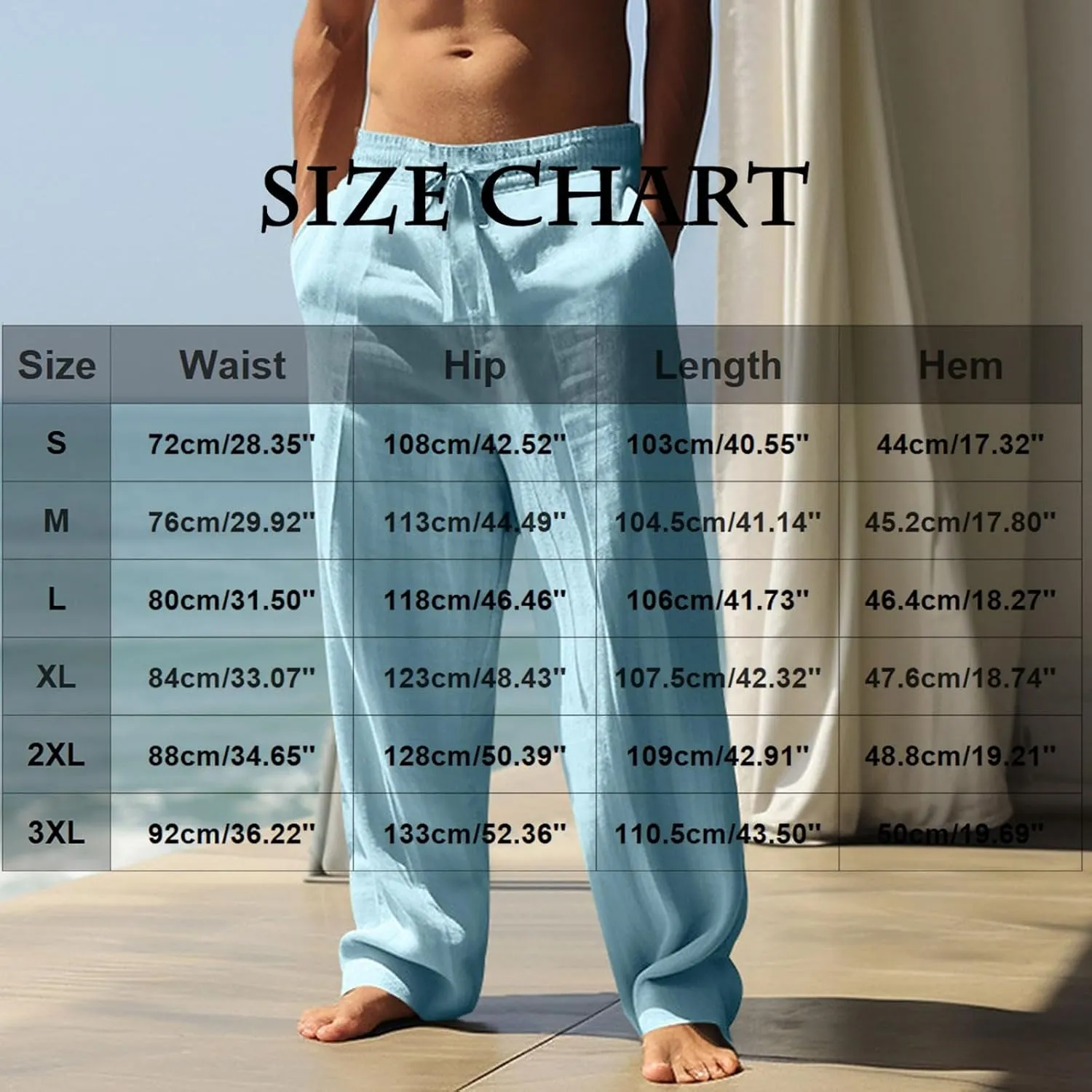 Pants for Men Casual Linen Stripe Camo Drawstring Wide Leg Trousers Loose Fit Breathable Hawaii Beach Vacation Pants