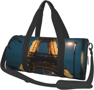 Paris Eiffel Tower France Print Round Large Capacity Travel Luggage Bags,Men's and Women's Hand-Held Travel Clothing Bags