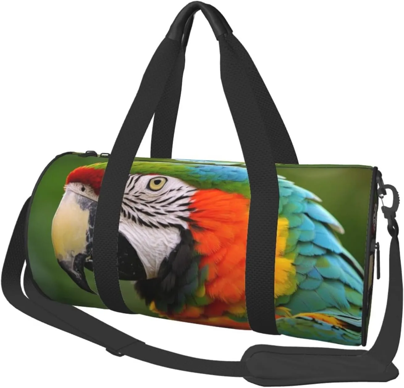 parrots Print Round Large Capacity Travel Luggage Bags,Men's and Women's Hand-Held Travel Clothing Bags