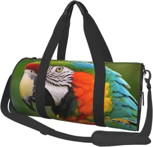 parrots Print Round Large Capacity Travel Luggage Bags,Men's and Women's Hand-Held Travel Clothing Bags