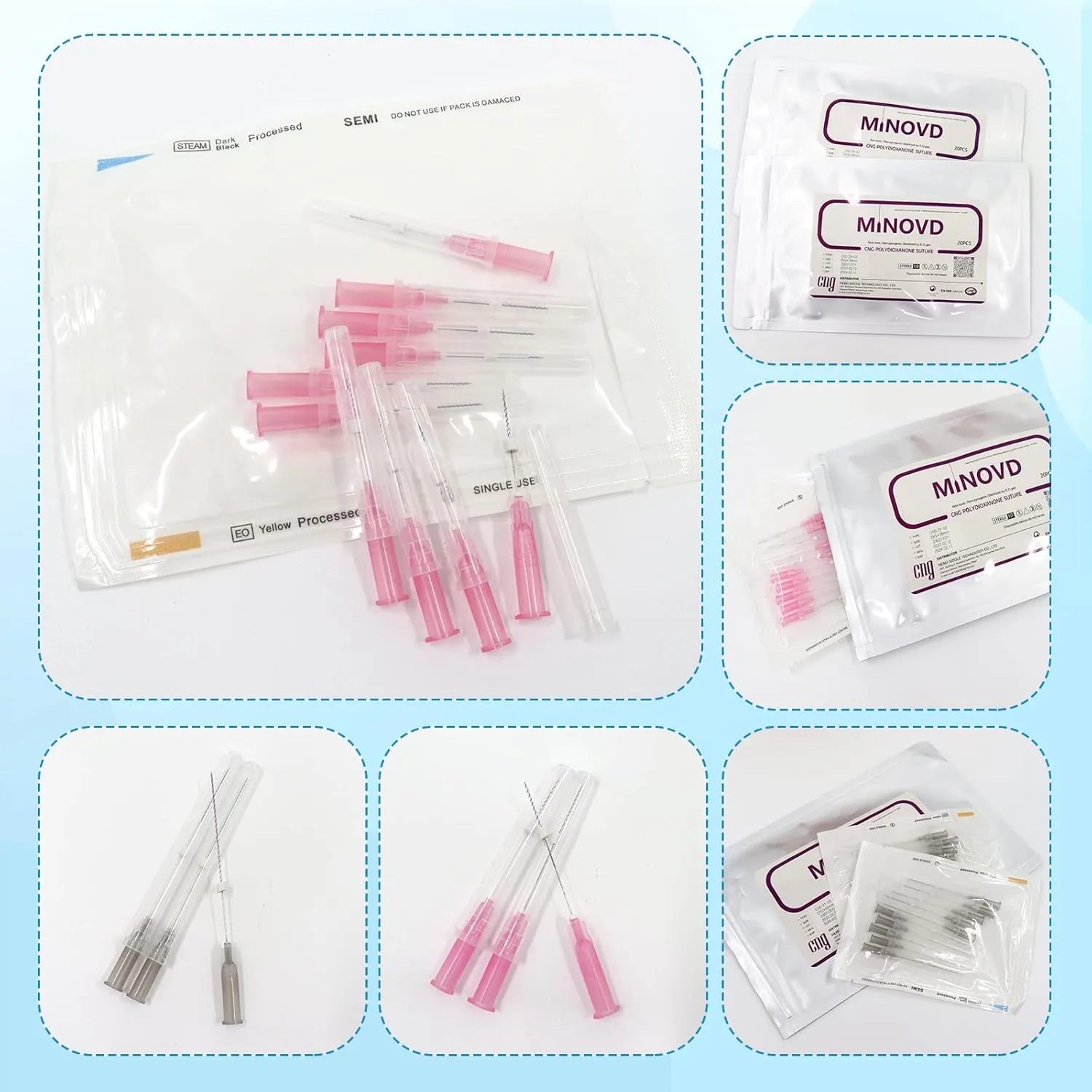 Pdo Threads for Face Lift, Pdo Screw Threads, 29G25mm 40Pcs, V-Lifting, Professional Anti-Aging