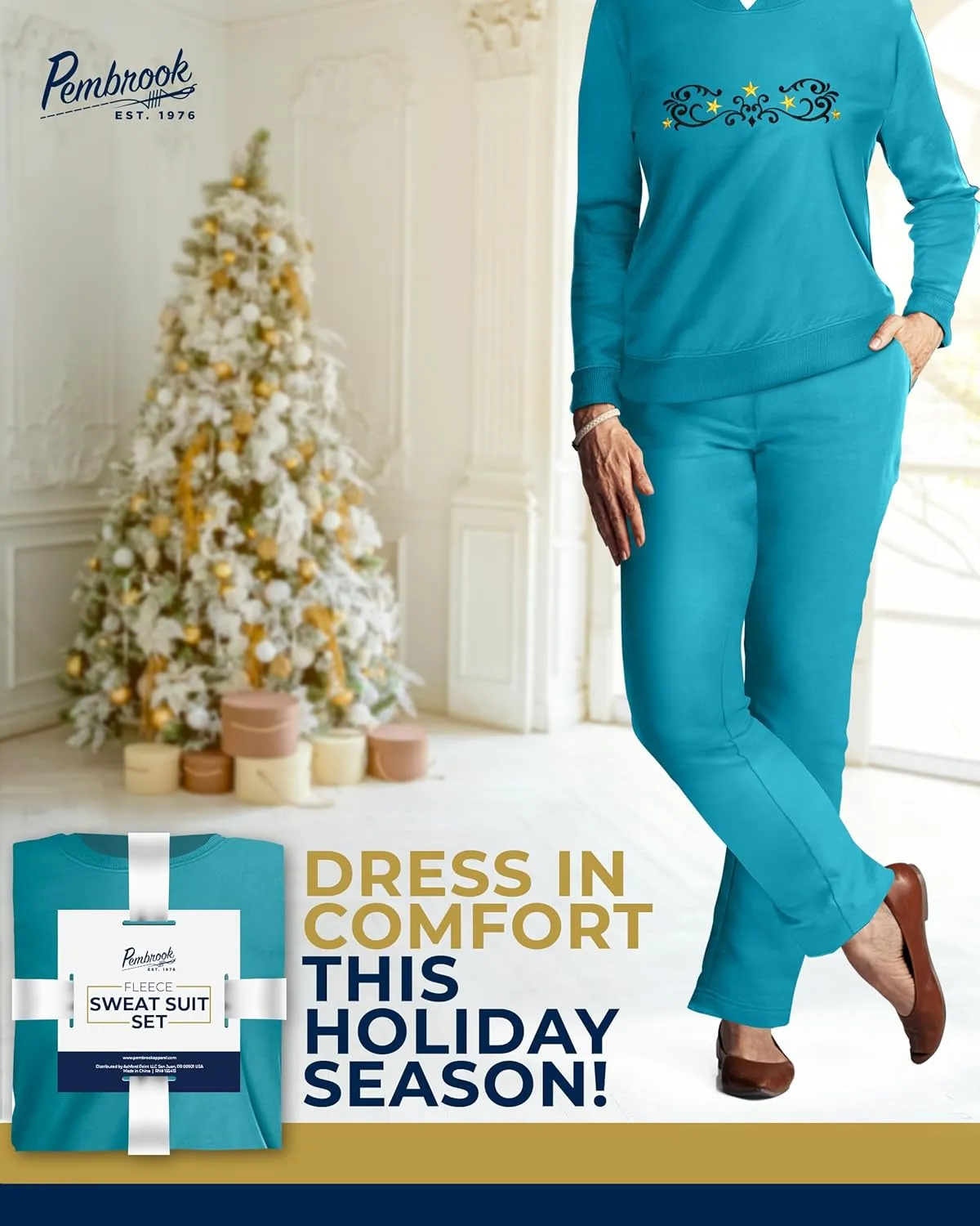 Pembrook Womens Sweat Suits Two-Piece - Ladies Sweatsuits Sets | Embroidered Fleece Sets for Women 2 Piece