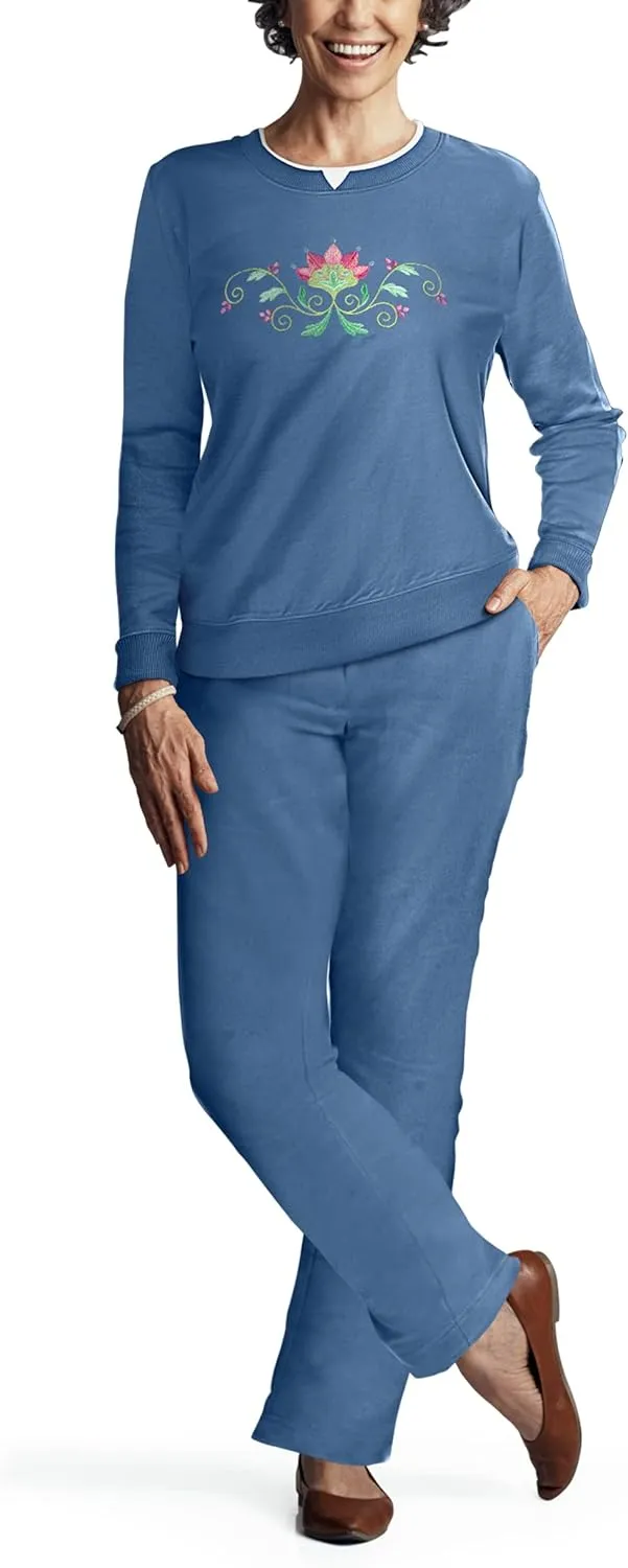 Pembrook Womens Sweat Suits Two-Piece - Ladies Sweatsuits Sets | Embroidered Fleece Sets for Women 2 Piece