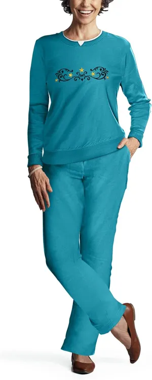 Pembrook Womens Sweat Suits Two-Piece - Ladies Sweatsuits Sets | Embroidered Fleece Sets for Women 2 Piece