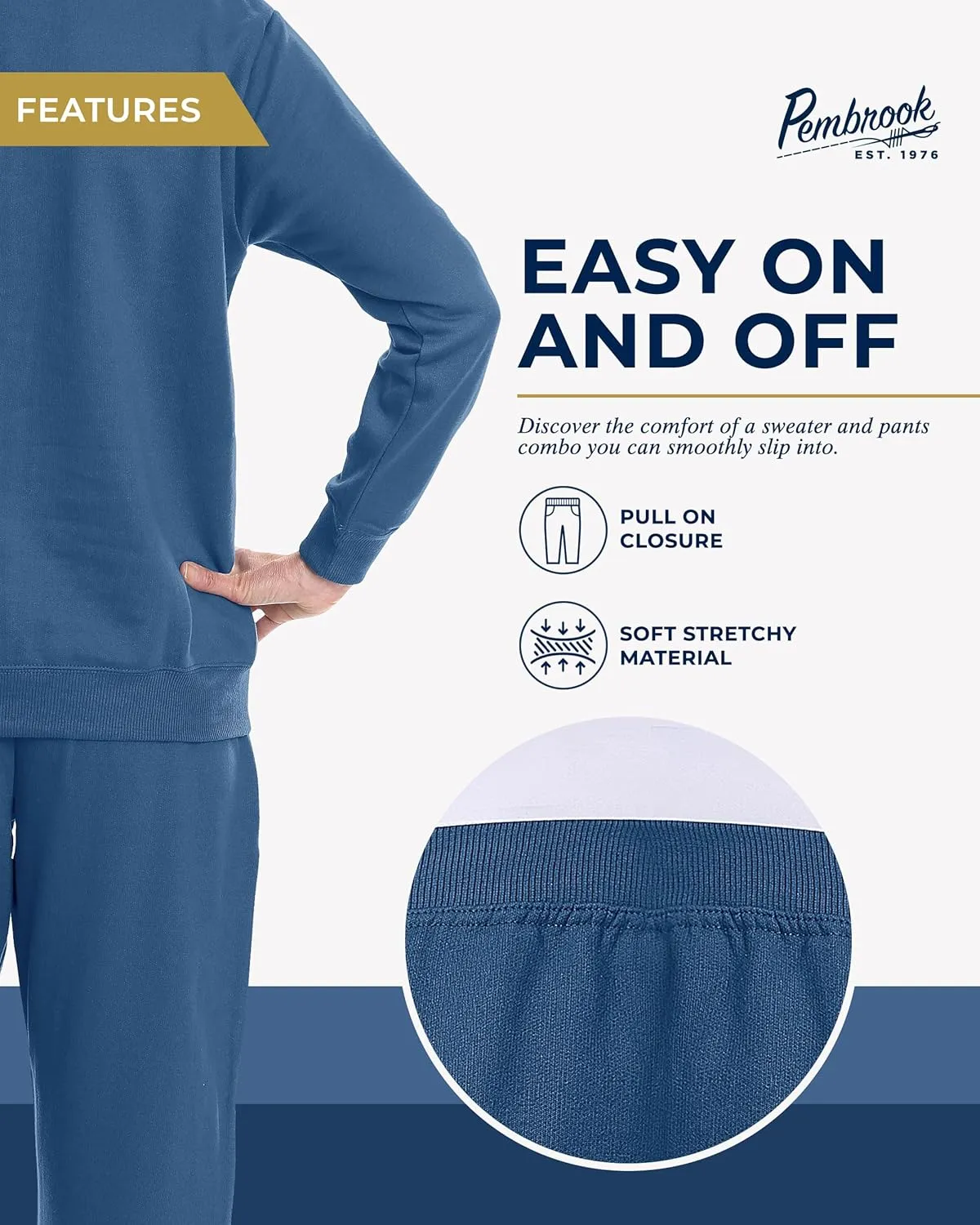 Pembrook Womens Sweat Suits Two-Piece - Ladies Sweatsuits Sets | Embroidered Fleece Sets for Women 2 Piece