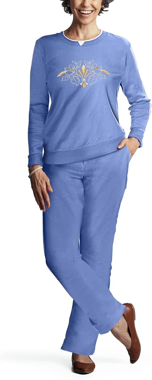 Pembrook Womens Sweat Suits Two-Piece - Ladies Sweatsuits Sets | Embroidered Fleece Sets for Women 2 Piece