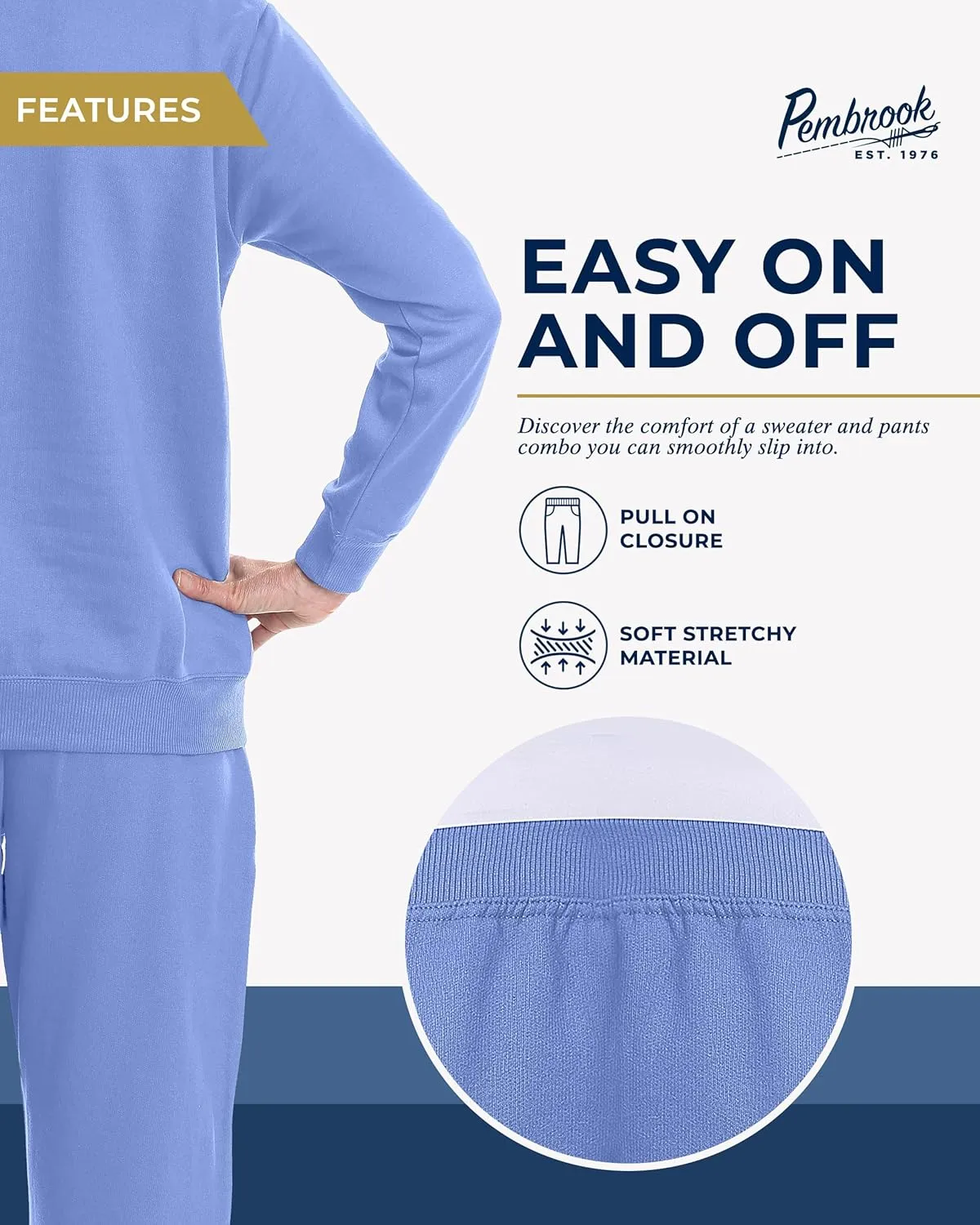 Pembrook Womens Sweat Suits Two-Piece - Ladies Sweatsuits Sets | Embroidered Fleece Sets for Women 2 Piece
