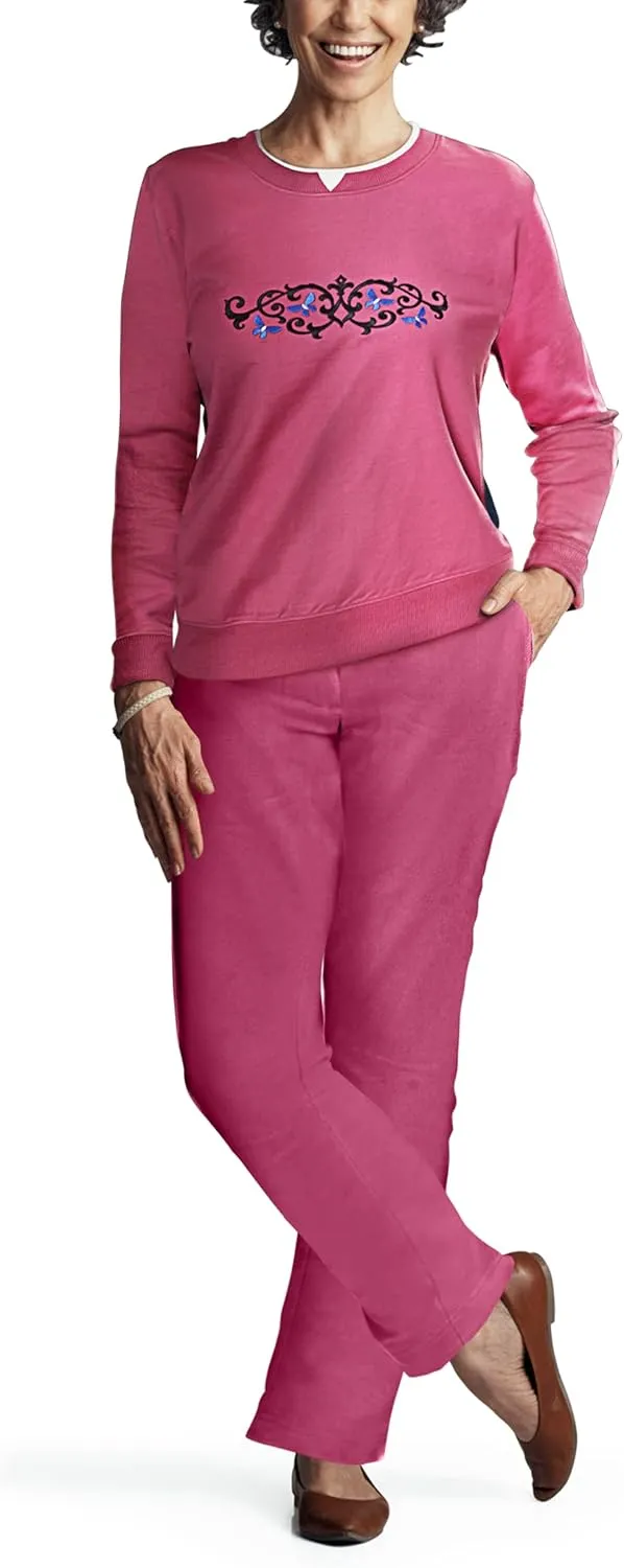Pembrook Womens Sweat Suits Two-Piece - Ladies Sweatsuits Sets | Embroidered Fleece Sets for Women 2 Piece
