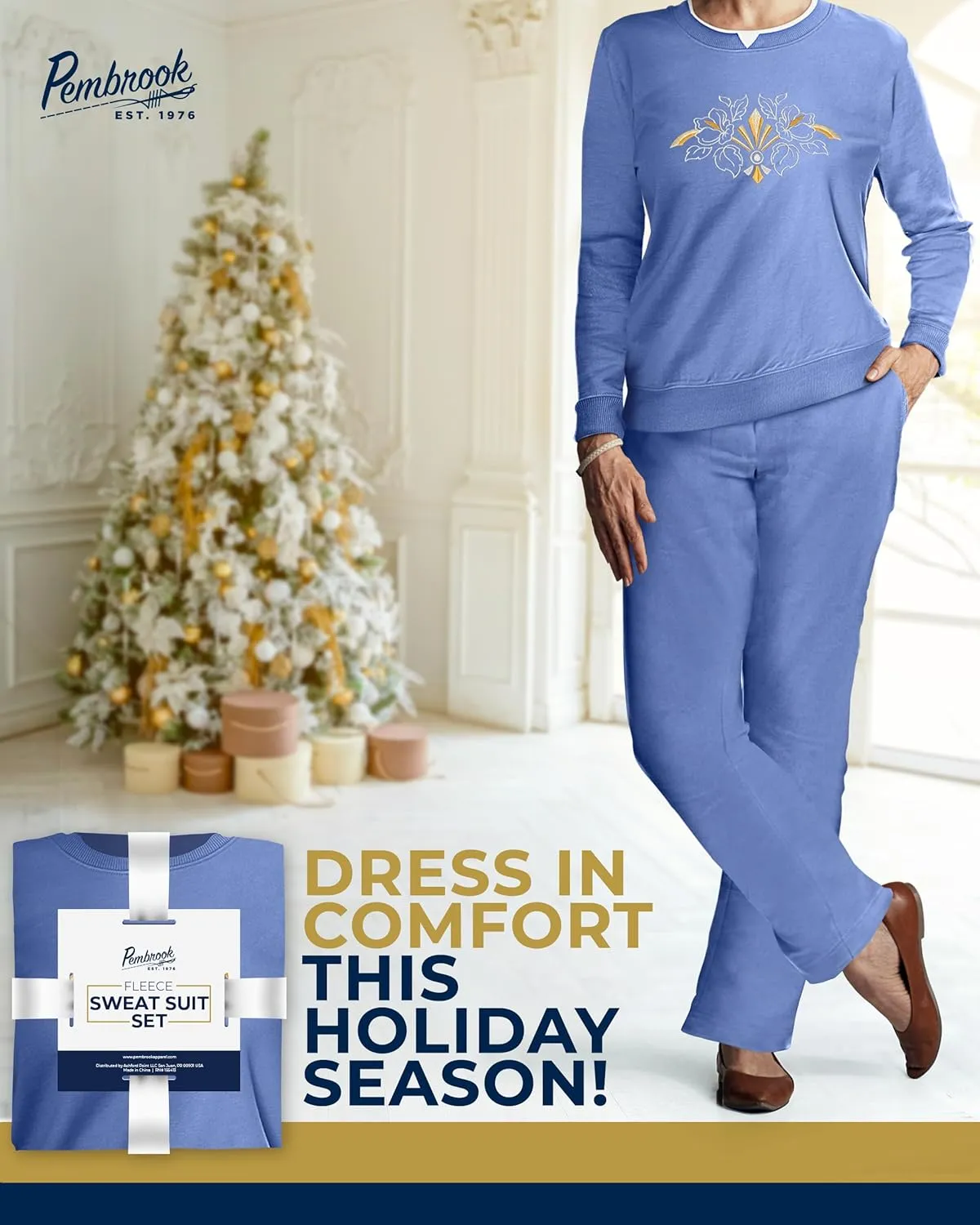 Pembrook Womens Sweat Suits Two-Piece - Ladies Sweatsuits Sets | Embroidered Fleece Sets for Women 2 Piece