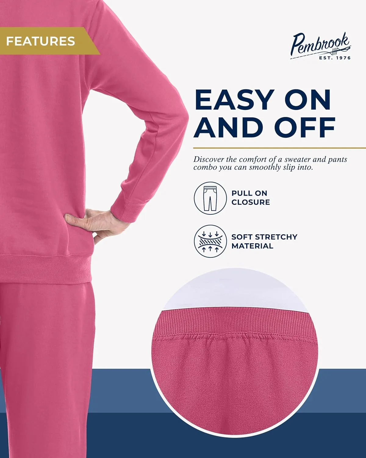 Pembrook Womens Sweat Suits Two-Piece - Ladies Sweatsuits Sets | Embroidered Fleece Sets for Women 2 Piece