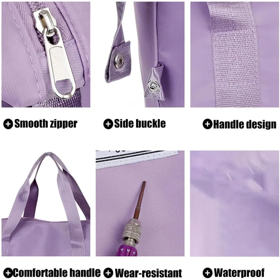 Pepepo Travel Bag with Removable Wheels, Large Capacity Kulken Travel Bags with pull handle, Universal Expandable Foldable Rolling Duffle Tote, Dry and wet separation (purple)