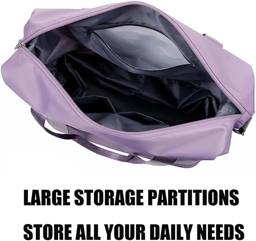 Pepepo Travel Bag with Removable Wheels, Large Capacity Kulken Travel Bags with pull handle, Universal Expandable Foldable Rolling Duffle Tote, Dry and wet separation (purple)